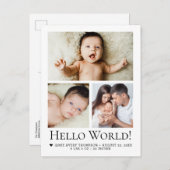 Hello Worldベビー写真誕生のお知らせ ポストカード (正面/裏面)