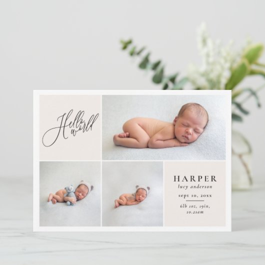 Hello world写真数々のジオメトモダンリ+スクリプト 案内状 (スタンド正面)