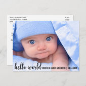 Hello World新生児モダン発表 案内ポストカード (正面/裏面)