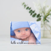 Hello World新生児モダン発表 案内ポストカード (スタンド正面)