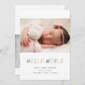 Hello World新生児誕生の発表カード 案内状 (正面/裏面)