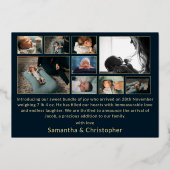 Hello World金ゴールドフォトコラージュベビー発表 箔招待状 (裏面)