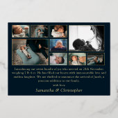 Hello World金ゴールドフォトコラージュベビー発表 箔招待状 (裏面)