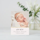 HELLO WORLD – ベビーガール誕生のお知らせ ポストカード (スタンド正面)