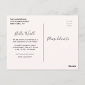 HELLO WORLD – ベビーガール誕生のお知らせ ポストカード (裏面)