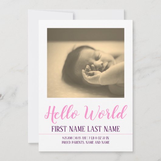 Hello World – 写真と一緒に誕生のお知らせ (正面)
