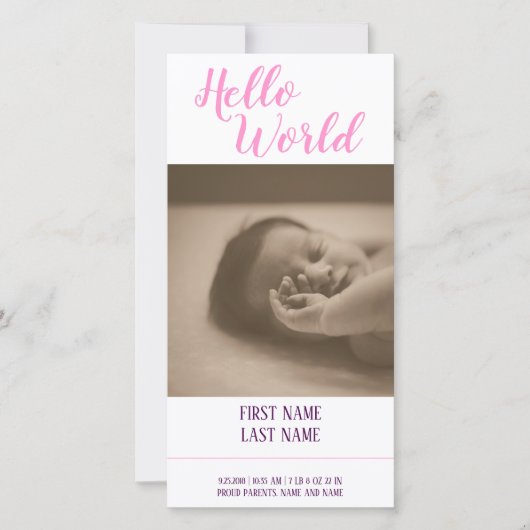 Hello World – 写真と一緒に誕生のお知らせ (正面)