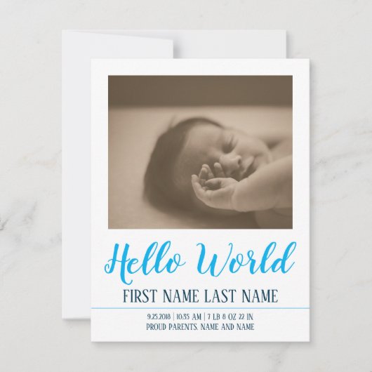 Hello World – 写真と一緒に誕生のお知らせ (正面)