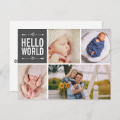 Hello World and Birth Announcementフォトコラージュ ポストカード (正面/裏面)