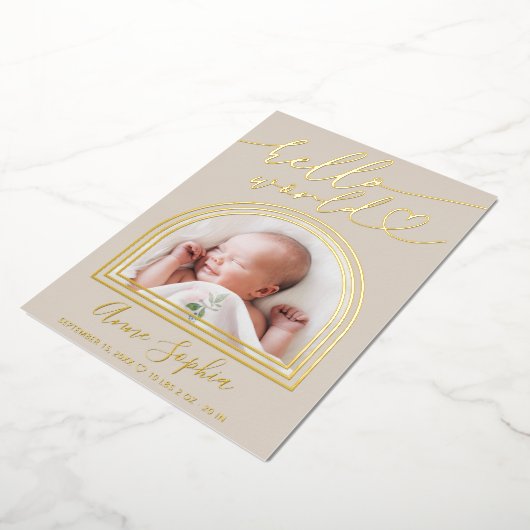 Hello World Archフレーム誕生のお知らせ 箔招待状 (回転した状態)