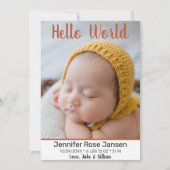 Hello World Autumnフローラ写真誕生のお知らせ 案内状 (正面)