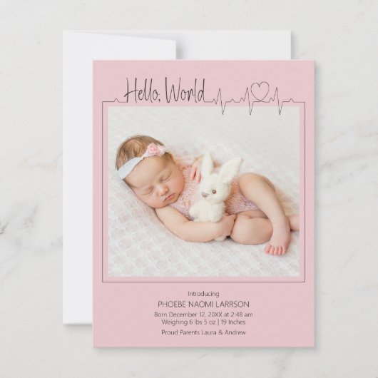 Hello, World Baby Announcement Card 案内状 (正面)