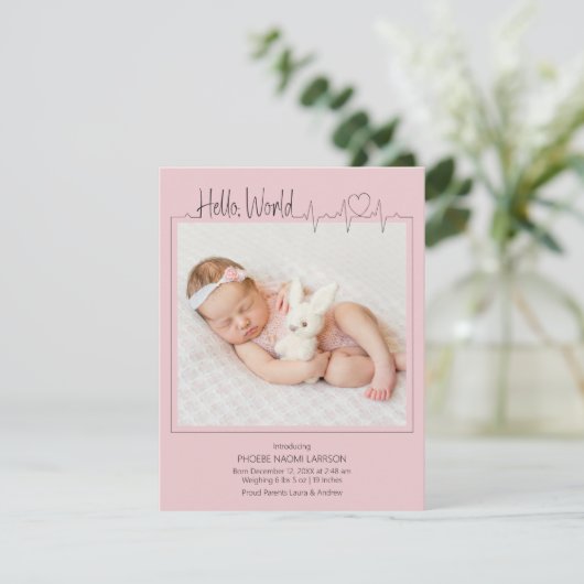 Hello, World Baby Announcement Card 案内状 (スタンド正面)