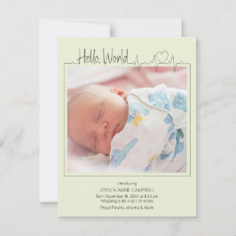 Hello, World Baby Announcement Card 案内状