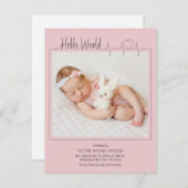 Hello, World Baby Announcement Card 案内状 (正面/裏面)