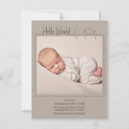 Hello, World Baby Announcement Card 案内状