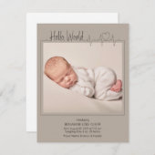 Hello, World Baby Announcement Card 案内状 (正面/裏面)