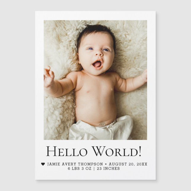 Hello world  Baby Photo Birth announcement (正面)