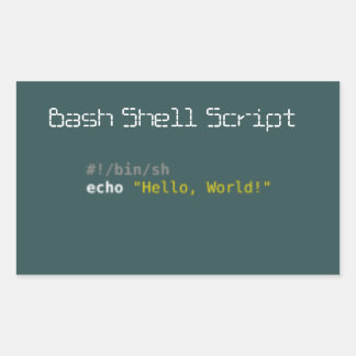 Hello World Bashシェルスクリプト 長方形シール
