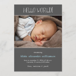Hello World Birth Announcement//グレー 案内状