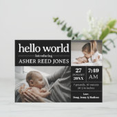 Hello World Birth Announcement – 白黒 案内状 (スタンド正面)