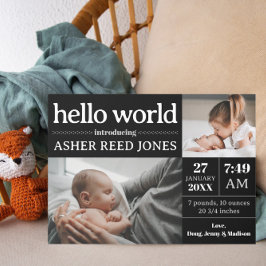 Hello World Birth Announcement – 白黒 案内状