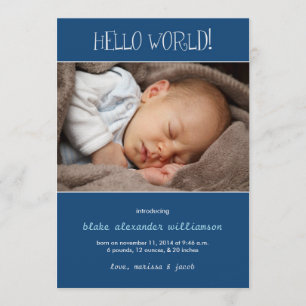 Hello World Birth Announcement//Monaco Blue 案内状