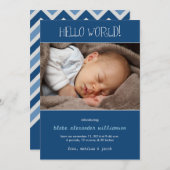 Hello World Birth Announcement//Monaco Blue 案内状 (正面/裏面)