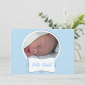Hello World Blue Photo Birthのお知らせ 案内状 (スタンド正面)