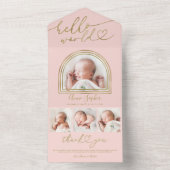 Hello World Chic Arch Frame誕生のお知らせ オールインワン招待状 (内側)