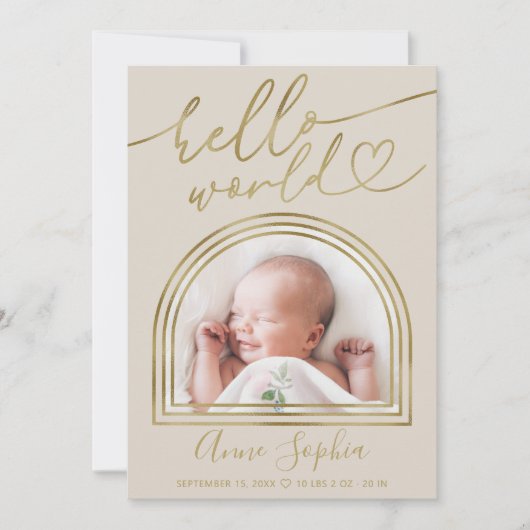 Hello World Chic Arch Frame誕生のお知らせ シーズンカード (正面)