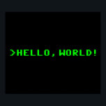 Hello World Computer Programming ポスター<br><div class="desc">Hello,  World!  Is this the birth of true AI?  The singularity is here!  Say Hello to the world with this retro reference to old school computing and vintage programming.</div>