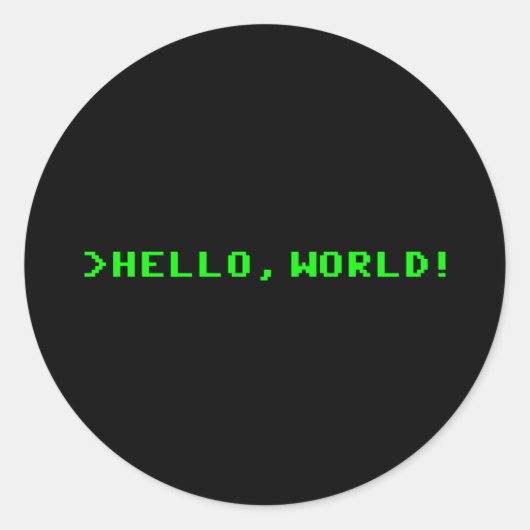 Hello World Computer Programming ラウンドシール (正面)