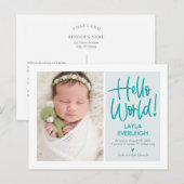 Hello World Editable Color Announcementはがき ポストカード (正面/裏面)