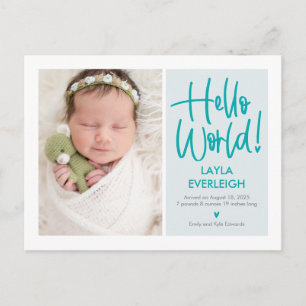 Hello World Editable Color Announcementはがき ポストカード