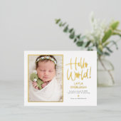 Hello World Foil Birth Announcementはがき 箔シーズンポストカード (立ち正面)