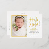 Hello World Foil Birth Announcementはがき 箔シーズンポストカード (正面/裏面)
