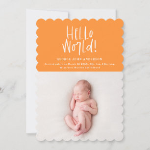 Hello world hand写真書モダン誕生 案内状