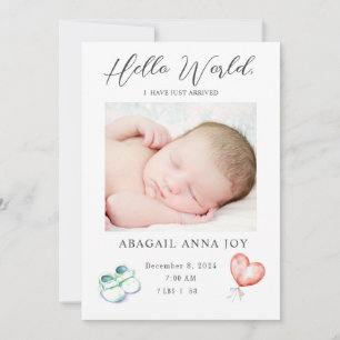 Hello World I Just Arrivedベビー発表 招待状