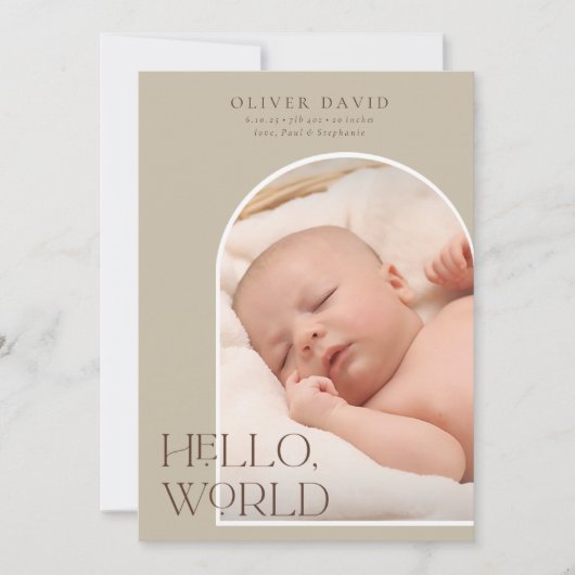Hello World Neutral Arch Photo Birth発表 招待状 (正面)