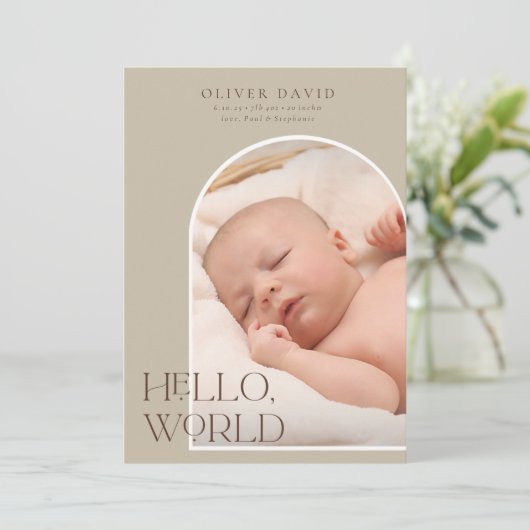 Hello World Neutral Arch Photo Birth発表 招待状 (スタンド正面)