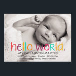 Hello World Photo Birthの発表 案内状<br><div class="desc">あなたの小さな人は、このを持つ友人や家族に"こんにちはシンプル"と言っスタイリッシュなさい。自分の写真と詳細を追加する。</div>