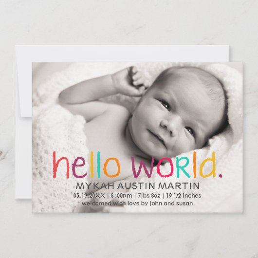 Hello World Photo Birthの発表 案内状 (正面)