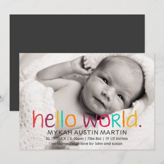 Hello World Photo Birthの発表 案内状 (正面/裏面)