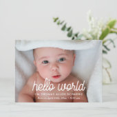 Hello world photo birth announcement card 案内状 (スタンド正面)