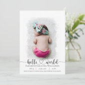 Hello World Photo Pink Hearstベビー 案内状 (スタンド正面)