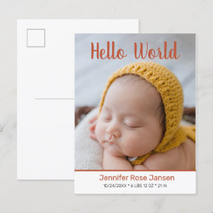 Hello World Script Pumpkin写真誕生発表 案内ポストカード