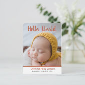 Hello World Script Pumpkin写真誕生発表 案内ポストカード (スタンド正面)