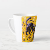 Hello Yellow Black Cat カフェラテマグ (左アングル)