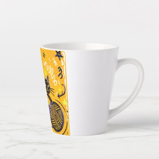 Hello Yellow Black Cat カフェラテマグ (右)